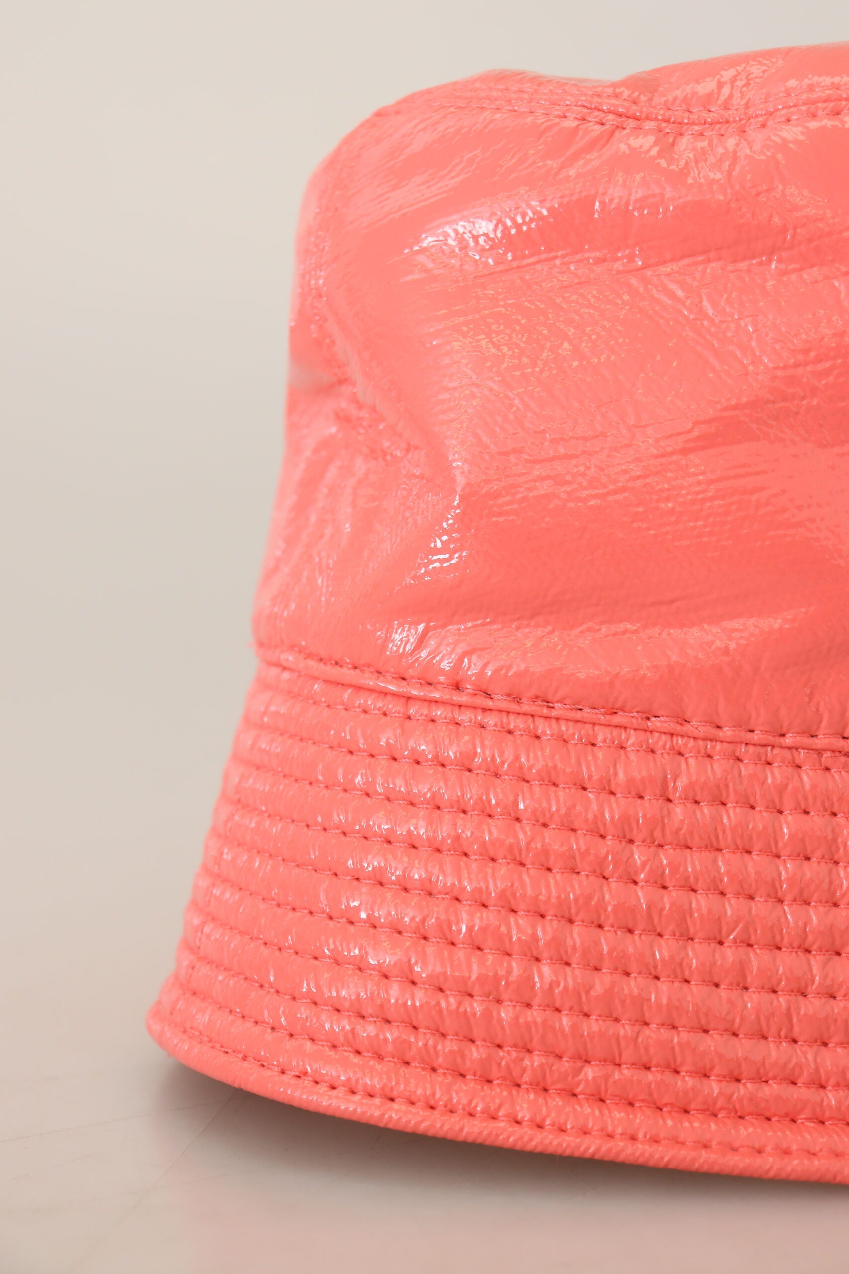 Dolce & Gabbana Peach Quilted Faux Leather Women Bucket Cap Hat