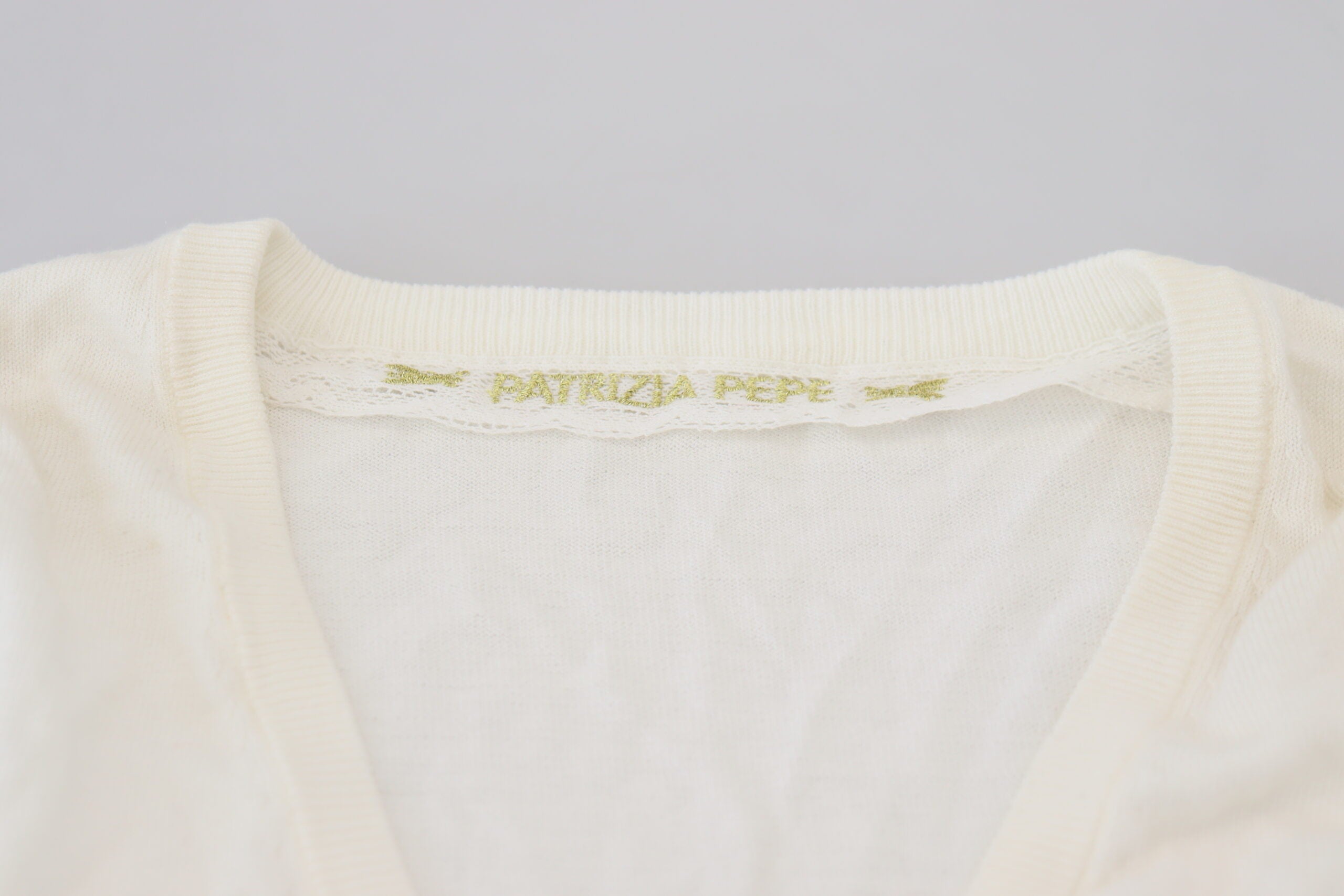 Patrizia Pepe Ivory V-Neck Long Sleeves Women Blouse Top