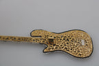 Dolce & Gabbana Gold Brass Beaded Guitar Pin Accessory Brooch