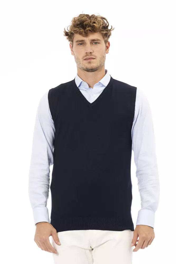 Alpha Studio Blue Viscose Men's Jacket