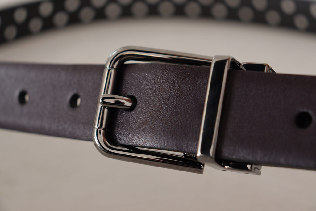 Dolce & Gabbana Dark Purple Perforated Leather Metal Buckle Belt