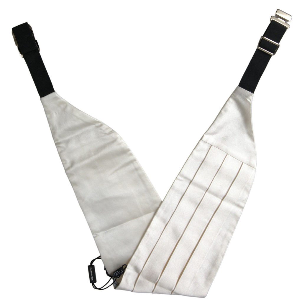 Dolce & Gabbana White Men Wide Waist Silk Belt Cummerbund