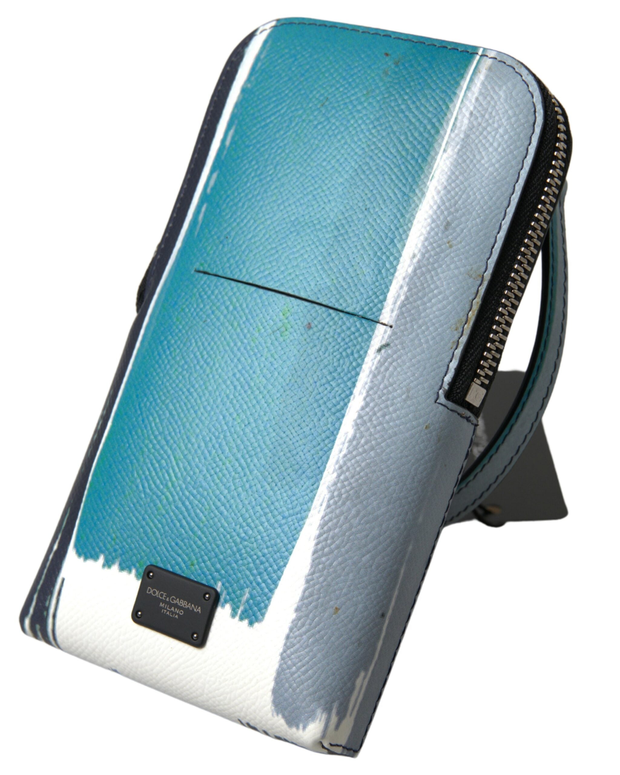 Dolce & Gabbana Blue Leather Purse Crossbody Sling Phone Bag Unisex