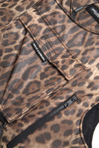 Dolce & Gabbana Brown Leopard Silk Sleeveless Sportswear