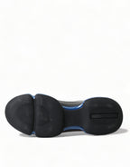 Prada Black Blue Rubber Knit Slip On Low Top Sneakers Shoes