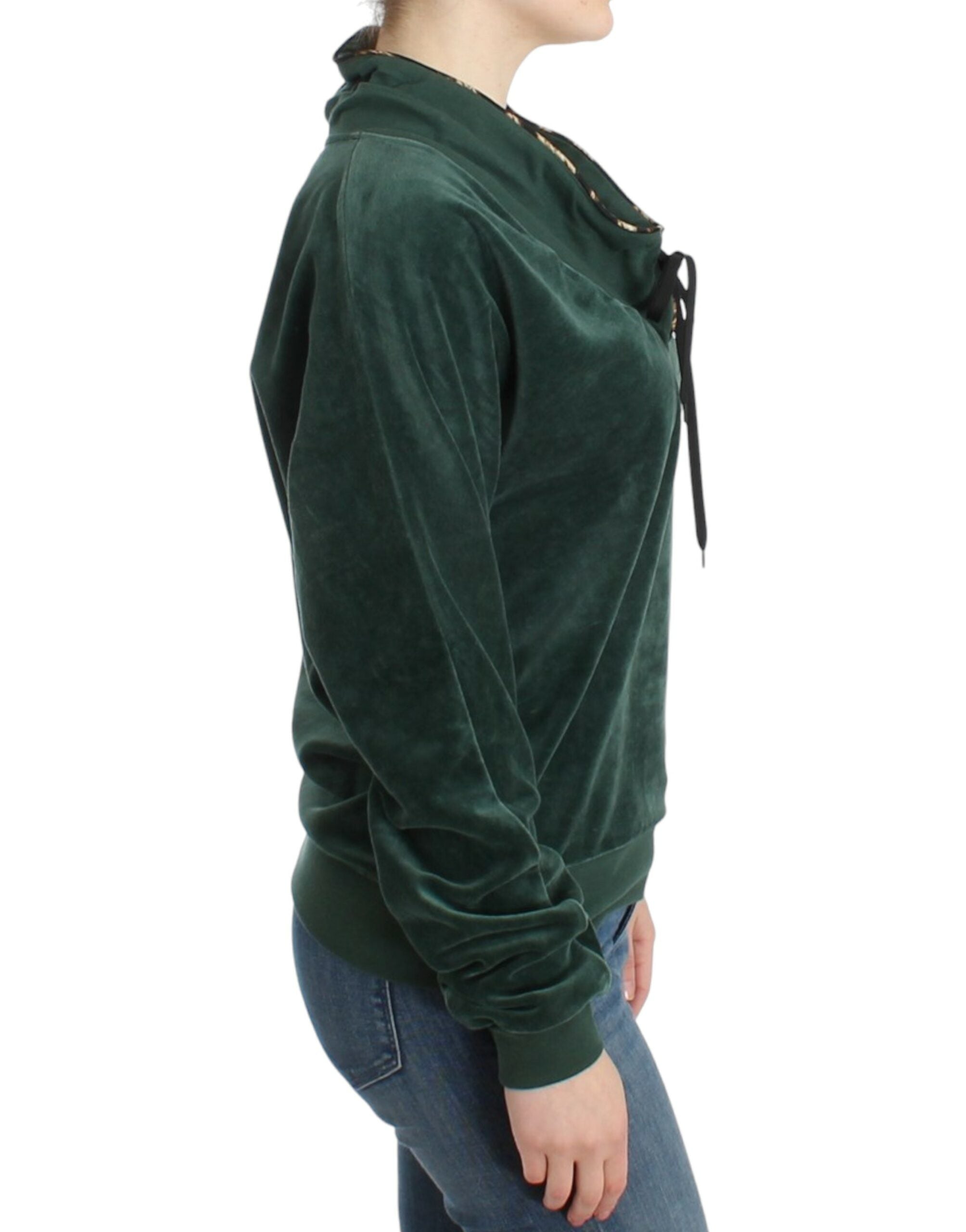 Cavalli Green velvet cotton sweater