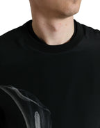 Dolce & Gabbana Black Floral Print Crewneck Pullover Sweater