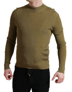 Dolce & Gabbana Army Green Viscose Crewneck Pullover Sweater