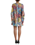 Dolce & Gabbana Multicolor Floral Sequined Shift Mini Dress