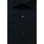 Bagutta Blue Cotton Men Shirt Slim Fit with French Collar
