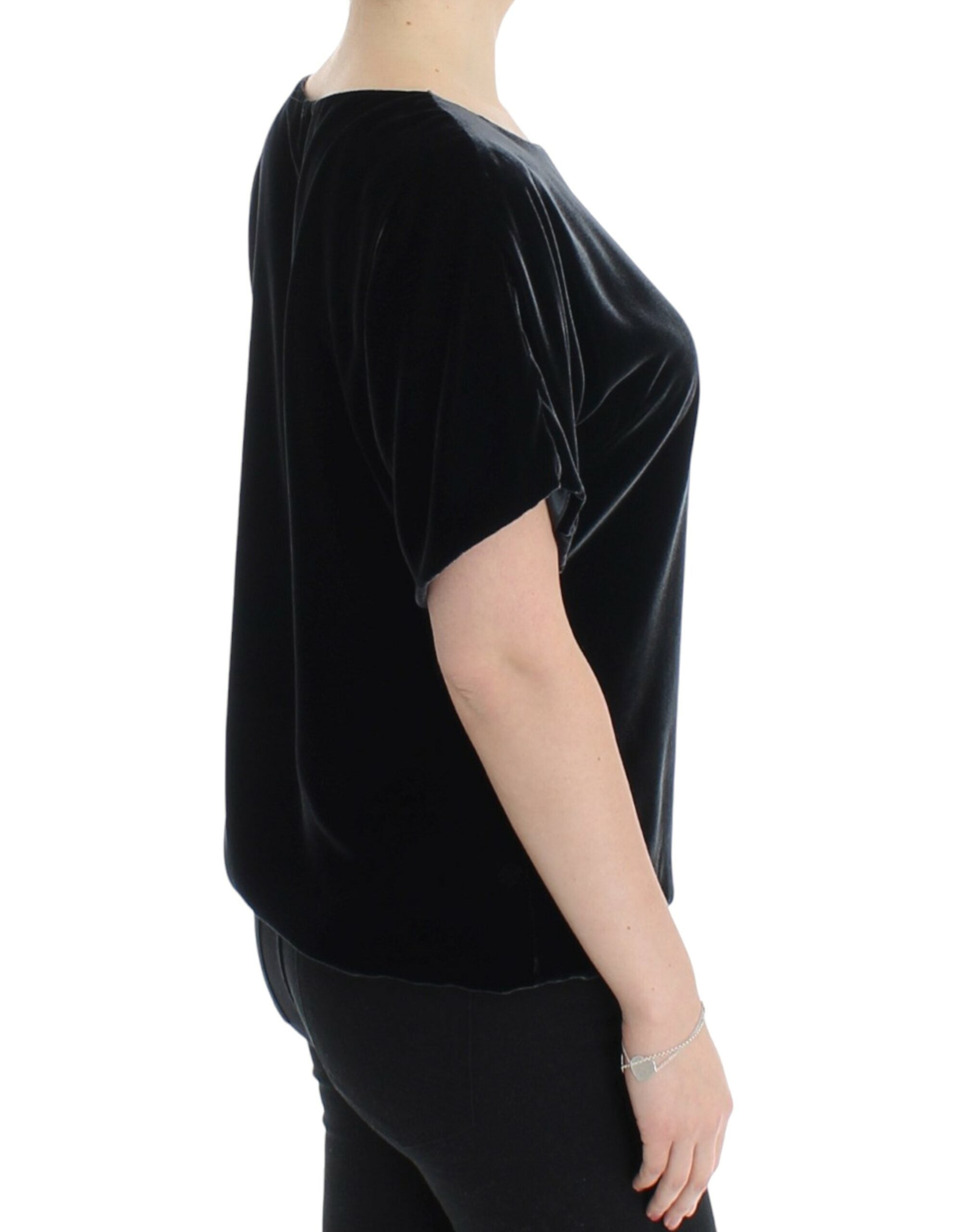 Dolce & Gabbana Black velvet shortsleeved blouse