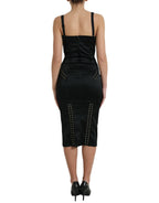 Dolce & Gabbana Black Bustier Corset Lace Bodycon Midi Dress