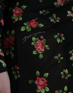 Dolce & Gabbana Black Floral Cut Out Sheath Long Maxi Dress