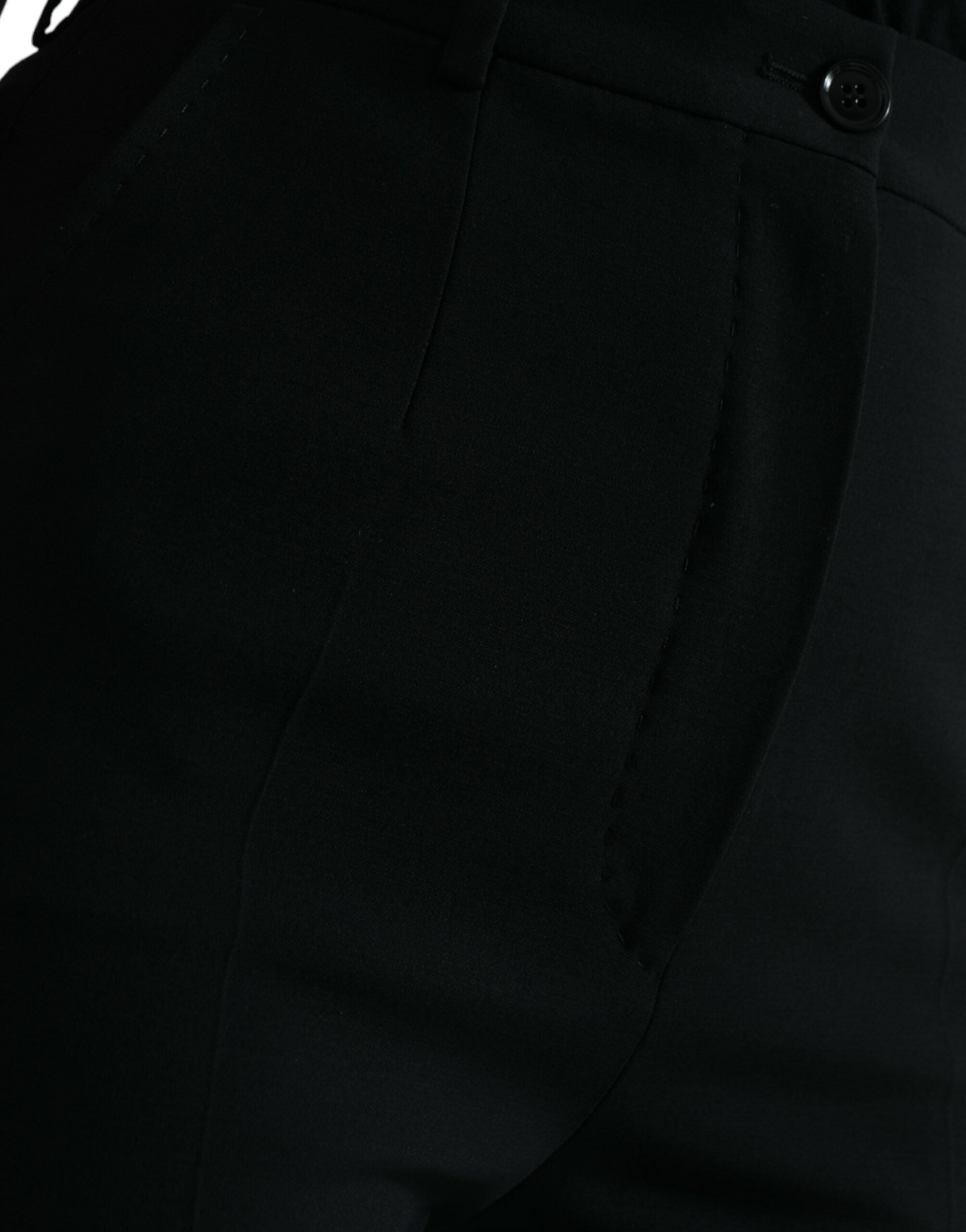 Dolce & Gabbana Black Wool High Waist Tapered Pants