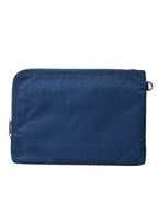Dolce & Gabbana Blue DG Milano Print Nylon Pouch Clutch Men Bag