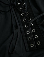 Dolce & Gabbana Black Cotton Lace Up Logo Round Neck Tank Top