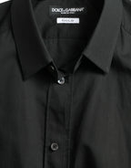 Dolce & Gabbana Black Cotton Silk Formal GOLD Dress Shirt
