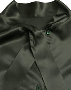 Dolce & Gabbana Gray Long Sleeves Ascot Collar Blouse Top