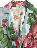 Dolce & Gabbana Blue Floral Wide Leg Wrap Jumpsuit Dress