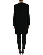 Dolce & Gabbana Black Floral Wool Button Embellished Jacket