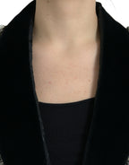 Dolce & Gabbana Black Crystal Embellished Overcoat Jacket