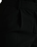 Dolce & Gabbana Black Wool Mid Waist Tapered Pants