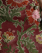 Dolce & Gabbana Maroon Floral Jacquard A-line Mini Skirt