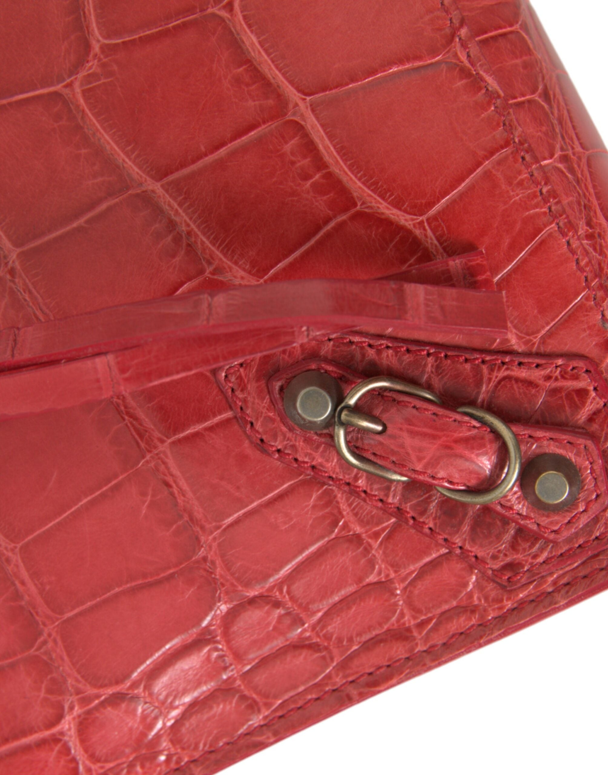 Balenciaga Red Exotic Skin Leather Classic Pouch Purse Wristlet Bag