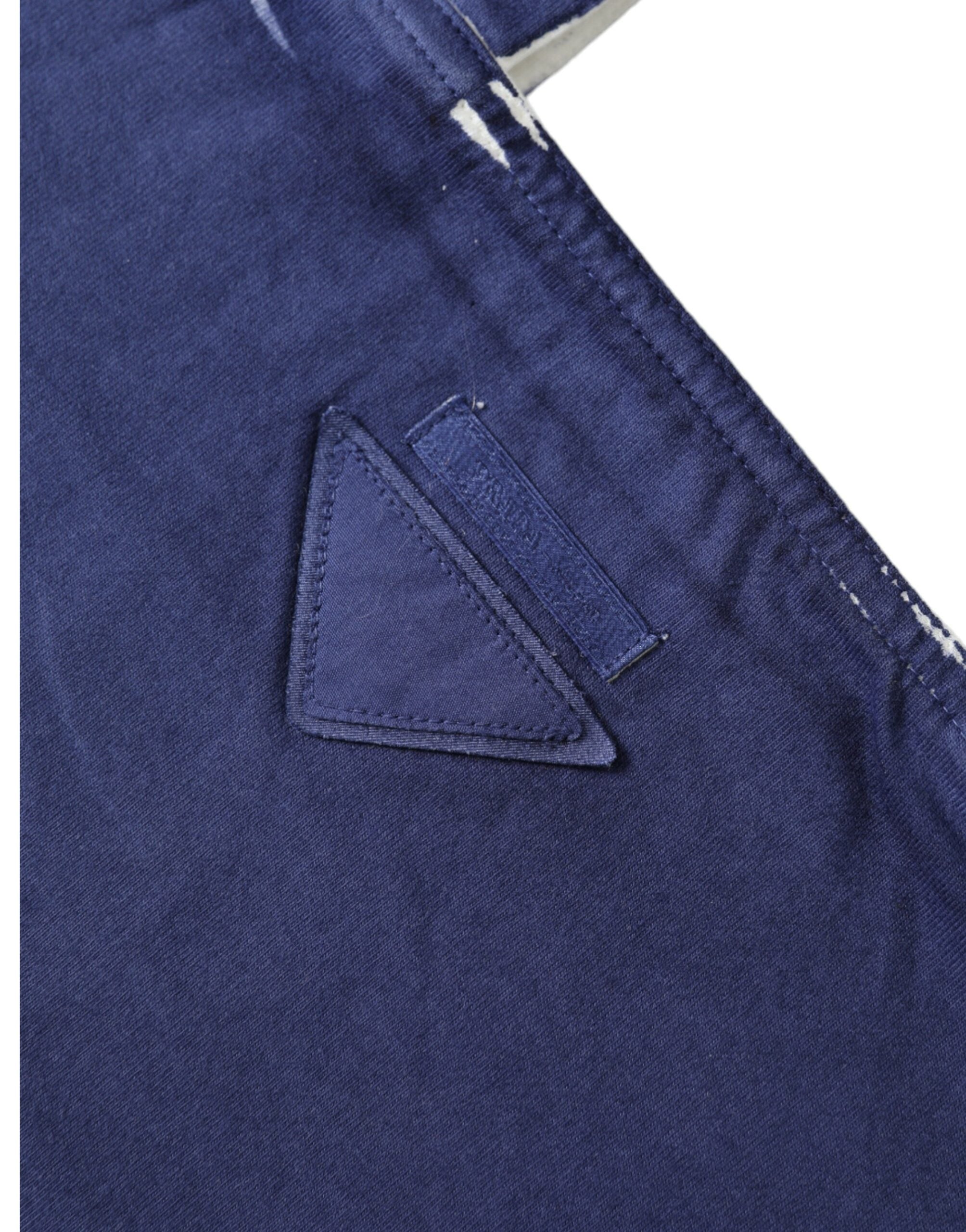 Prada Blue Jersey Fabric Logo Shoulder Shopping Tote Shopping Bag
