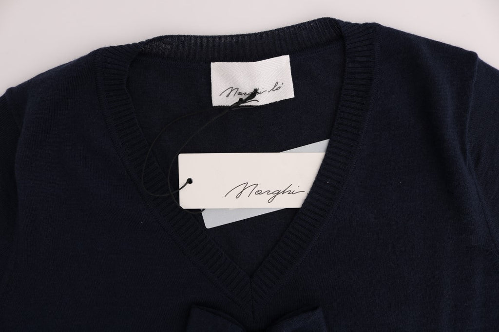MARGHI LO' Blue 100% Lana Wool Blouse Top