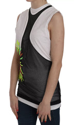 Dsquared² Black White Crew Neck Sleeveless Cotton Blouse