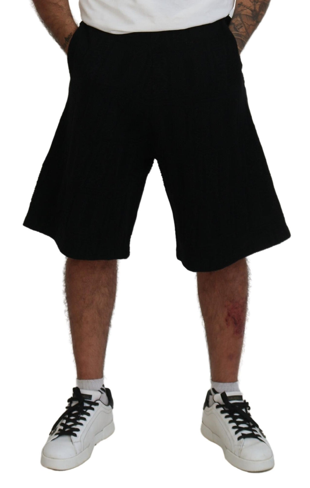 Dsquared² Black Solid Pull On Men Casual Bermuda Shorts