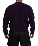 Dsquared² Purple Cotton Printed Men Pullover Sweater