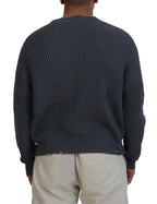 Dsquared² Gray Men Tattered Knitted Pullover Sweater