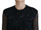 Dsquared² Black Floral Silk Long Sleeves Sheath Mini Dress
