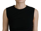 Dsquared² Black Viscose Sleeveless Ruched Maxi Dress