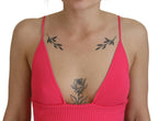 Dsquared² Pink Ribbed Knit Bra Cropped Spaghetti Strap Top
