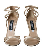 Dolce & Gabbana Beige Leather Strappy Heels Sandals Shoes