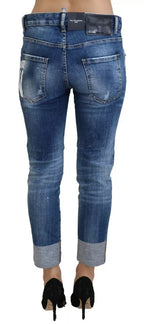 Dsquared² Blue Icon Low Waist Cropped Cool Girl Denim Jeans