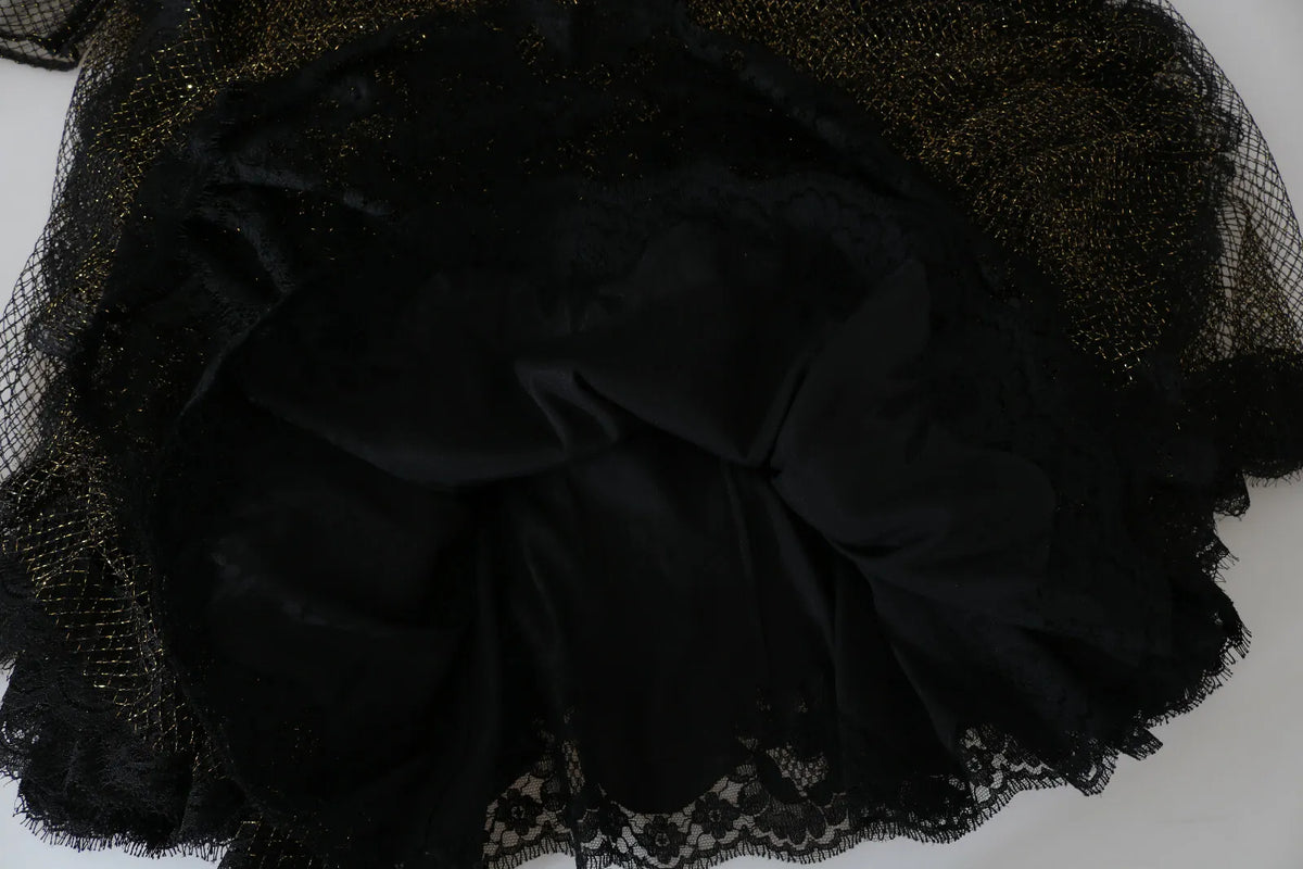 Dolce & Gabbana Black Gold Crystal Heart A-line Dress