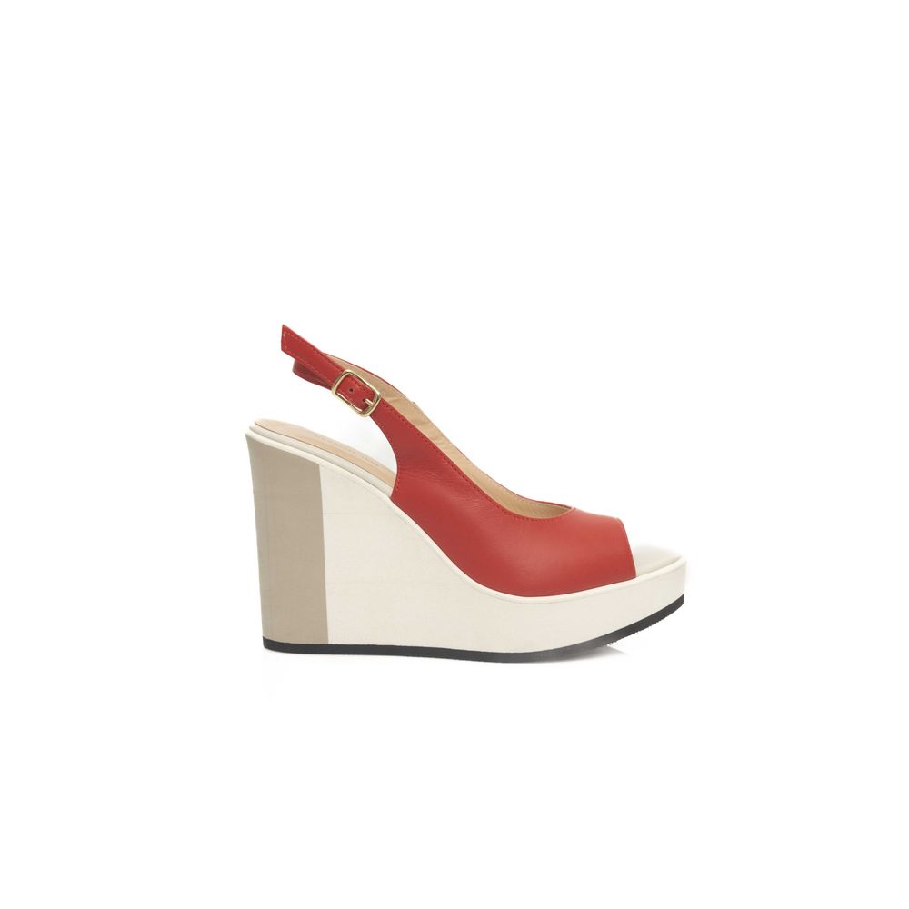 Cerruti 1881 Red Calfskin Women Sandal