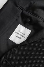 Dolce & Gabbana Dark Gray Jacquard MARTINI Single Breasted Coat Blazer