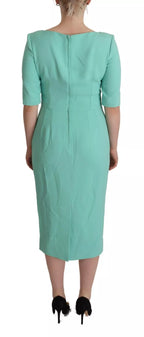 Dolce & Gabbana Mint Green Sheath Square Neckline Midi Dress