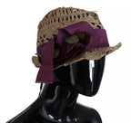 Dolce & Gabbana Brown Ribbon Floral Embellished Straw Hat