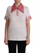 Dolce & Gabbana White Sartoria T-shirt Button Wide Collar Top