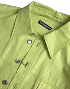 Dolce & Gabbana Green Cotton Collared Casual Button Down Shirt
