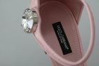 Dolce & Gabbana Pink Brocade Crystal Lily Ankle Strap Shoes