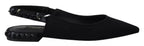 Dolce & Gabbana Black Flats Crystal Slingback Charmeuse Shoes