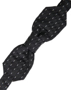 Dolce & Gabbana Black White Stitched Silk Men Neck Bow Tie