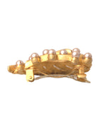 Dolce & Gabbana Gold Brass Leaf Embellished Jewelry Brooch Hair Pin